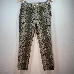 Women's Michael Kors Straight Leg Snakeskin Cream, Brown, Black Pants Size 2